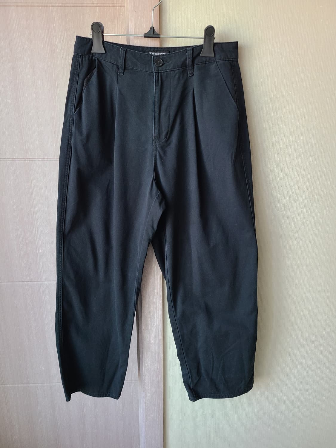 [M] 토피 원턱 와이드 코튼 팬츠 네이비 블랙, 샌드 일괄 판매 상품이미지2