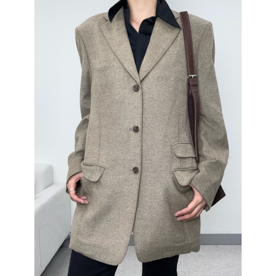 빈티지 베이지 블레이저 울 자켓 상품이미지4