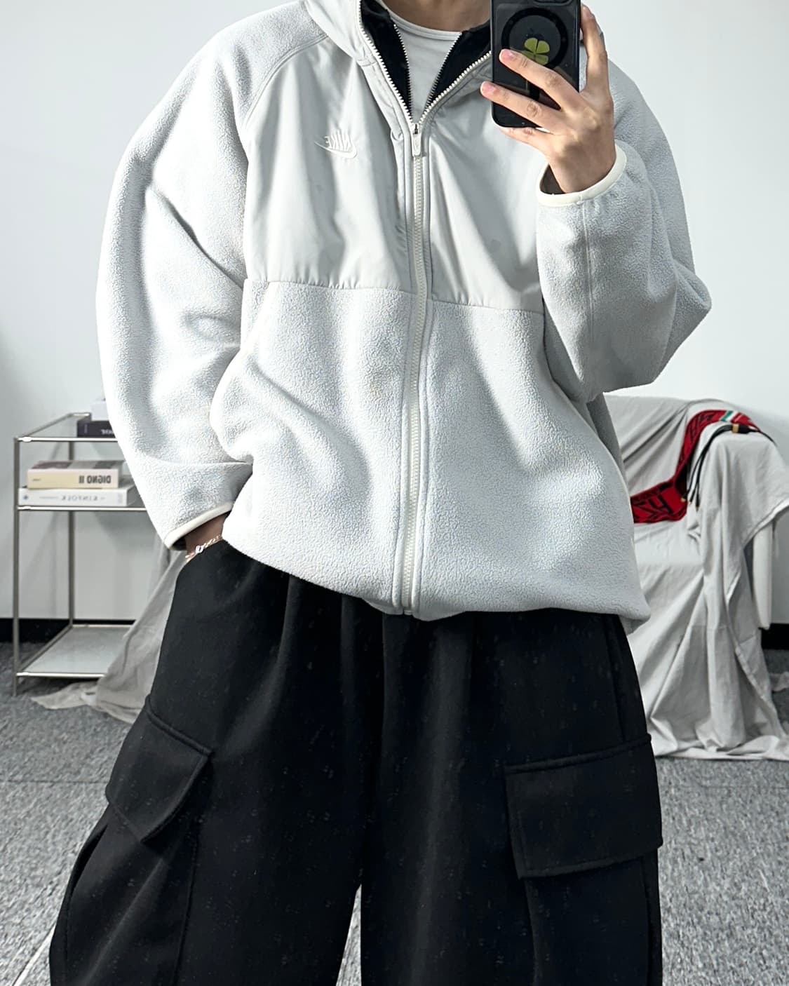 나이키 라이트 그레이 후드 플리스 자켓 2XL 상품이미지3