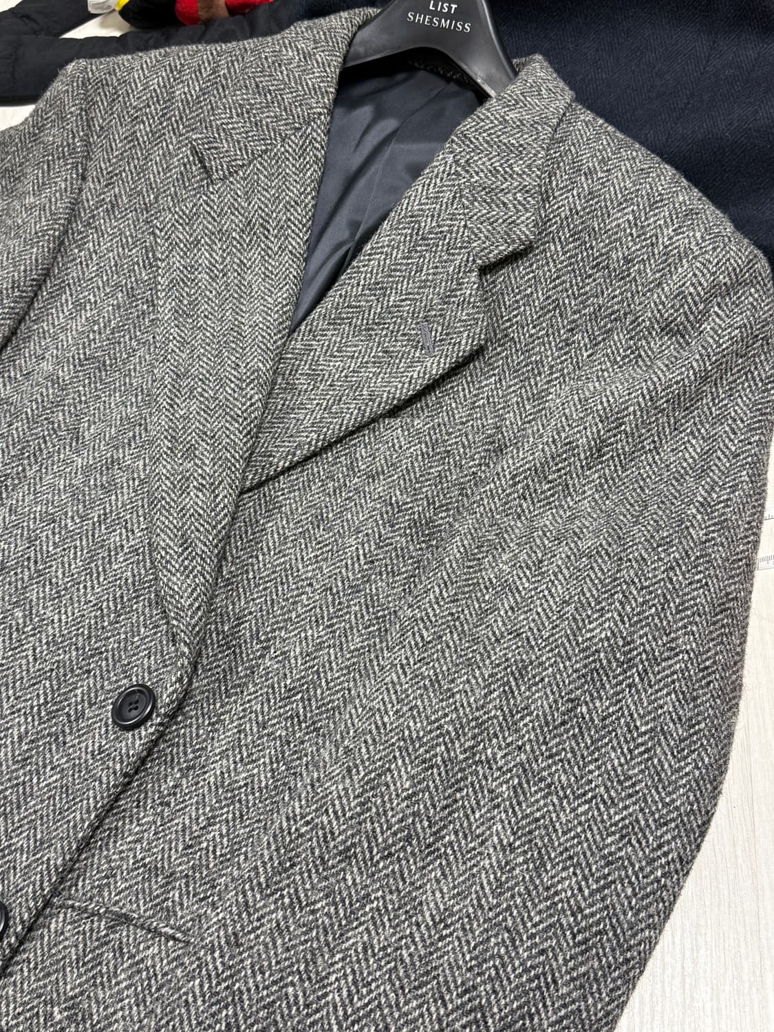헤리스트위드 퓨어뉴울 헤링본 블레이저 자켓 상품이미지6