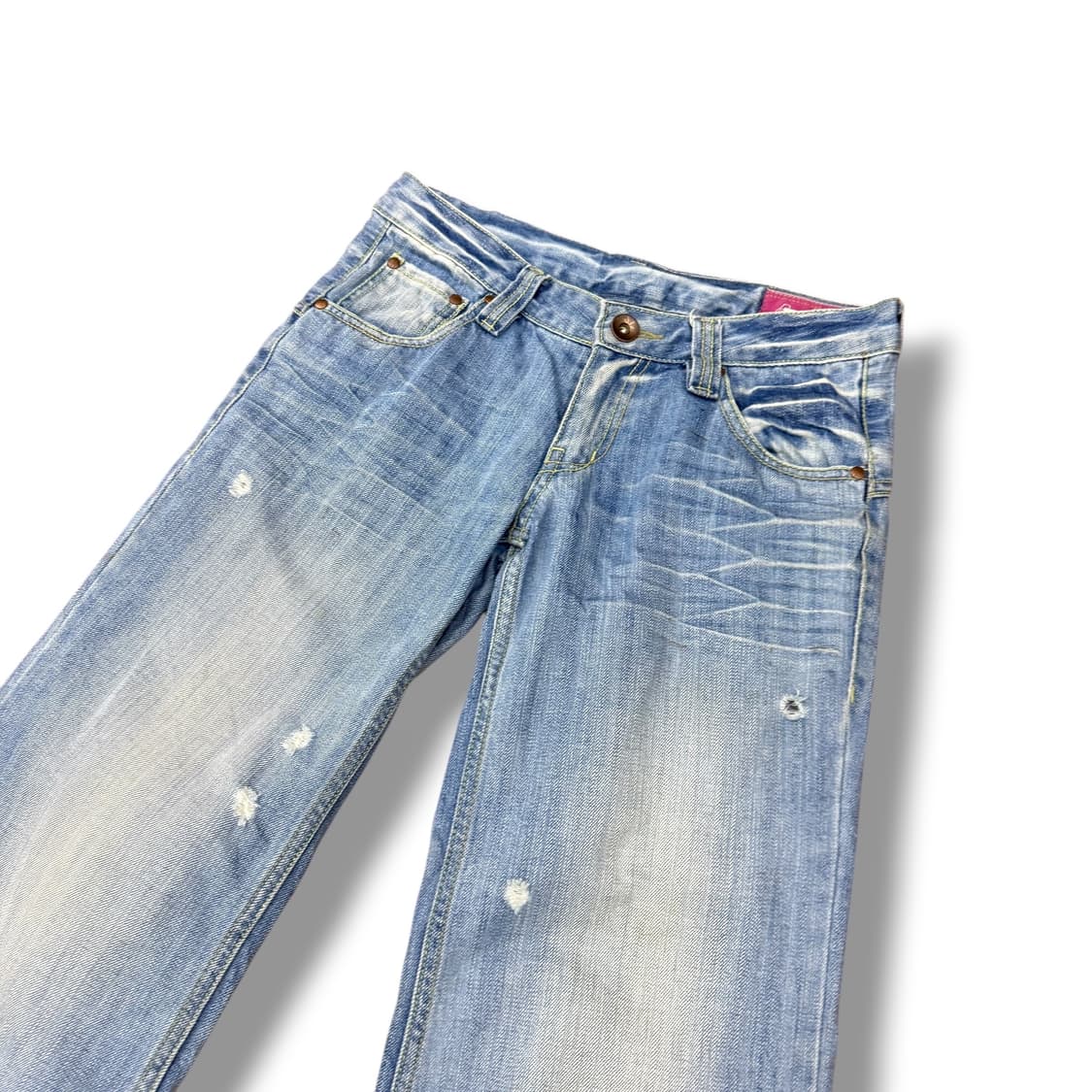 JPN 스터드 데미지 연청 데님 부츠컷팬츠 플레어팬츠 상품이미지3