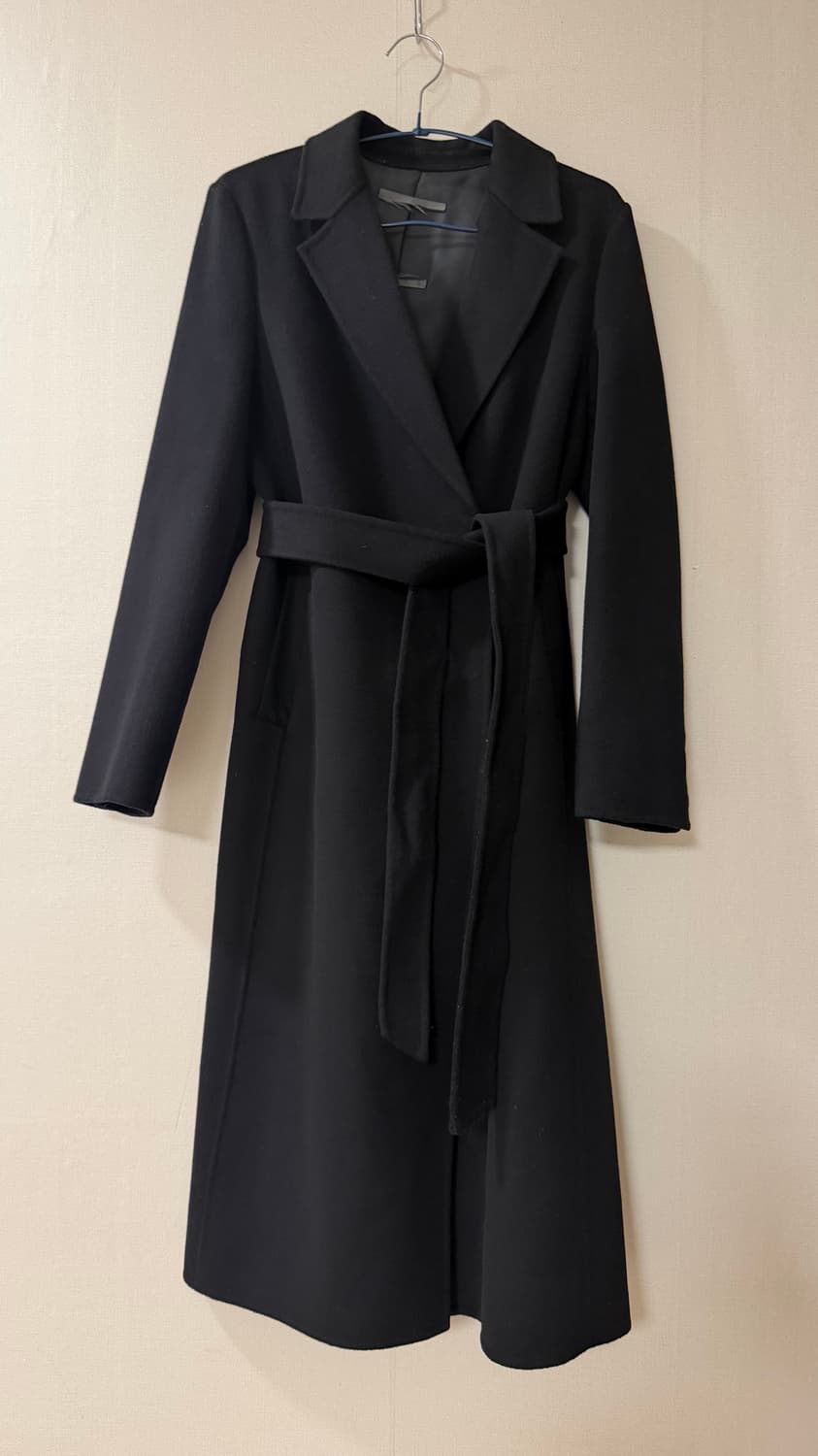 새상품) 데코 캐시미어 핸드메이드 블랙 롱 코트 S. 정가 90만원대.  상품이미지1