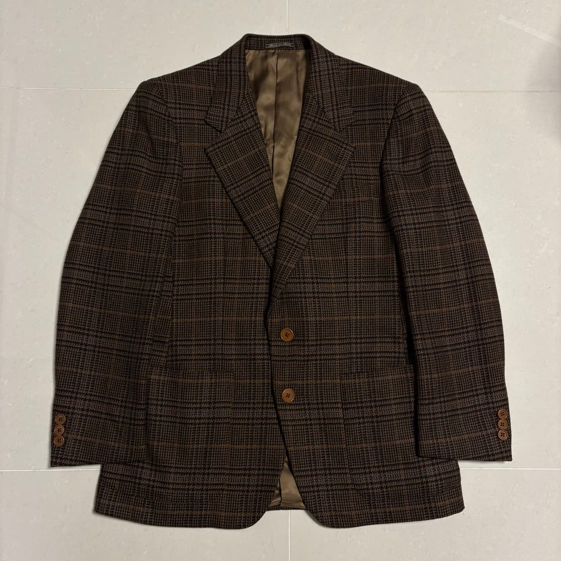 정품 에르메네질도 제냐 브라운 타탄체크 울 캐시미어 블레이저 자켓 상품이미지4
