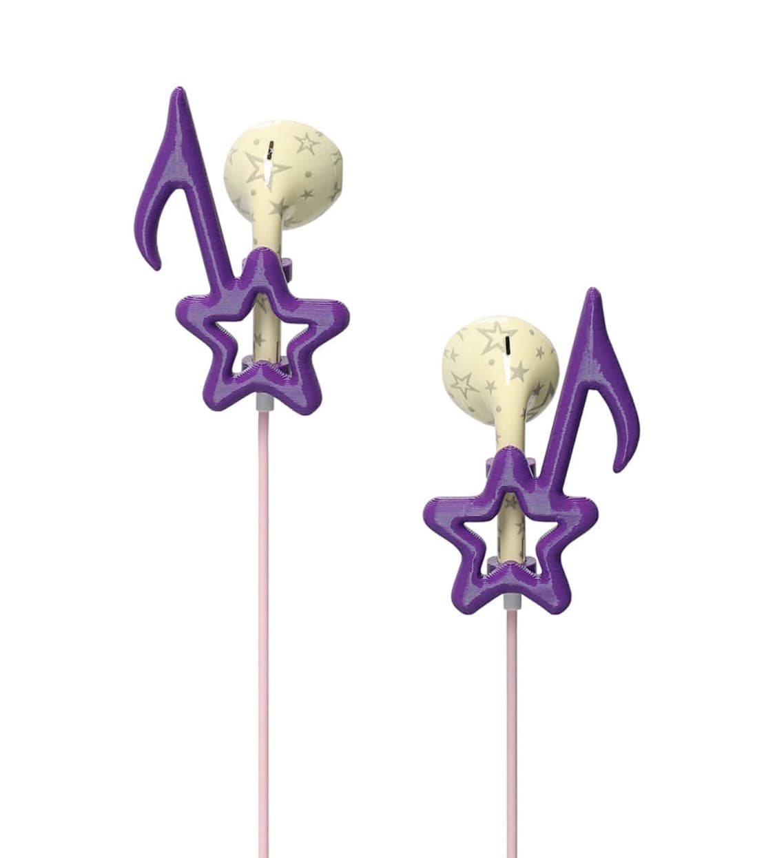 카비시X규린 이어폰 크림+퍼플 별파츠 C타입 상품이미지1