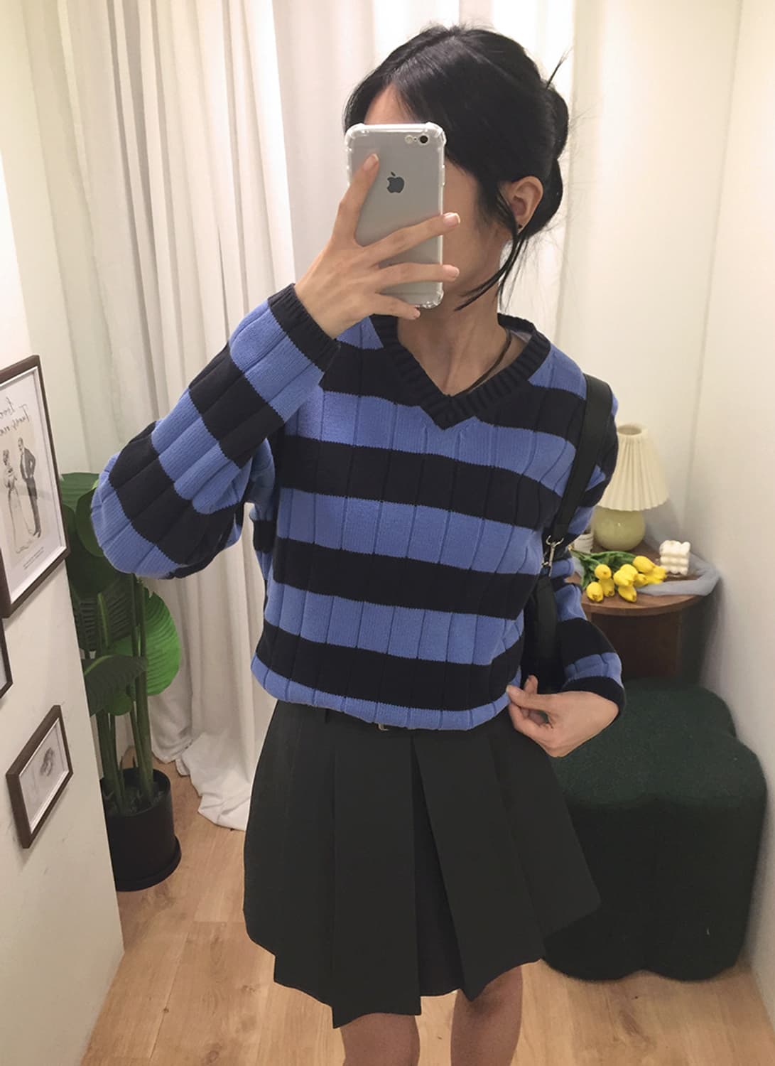 여성 타미 스트라이프 브이넥 니트 100 상품이미지2