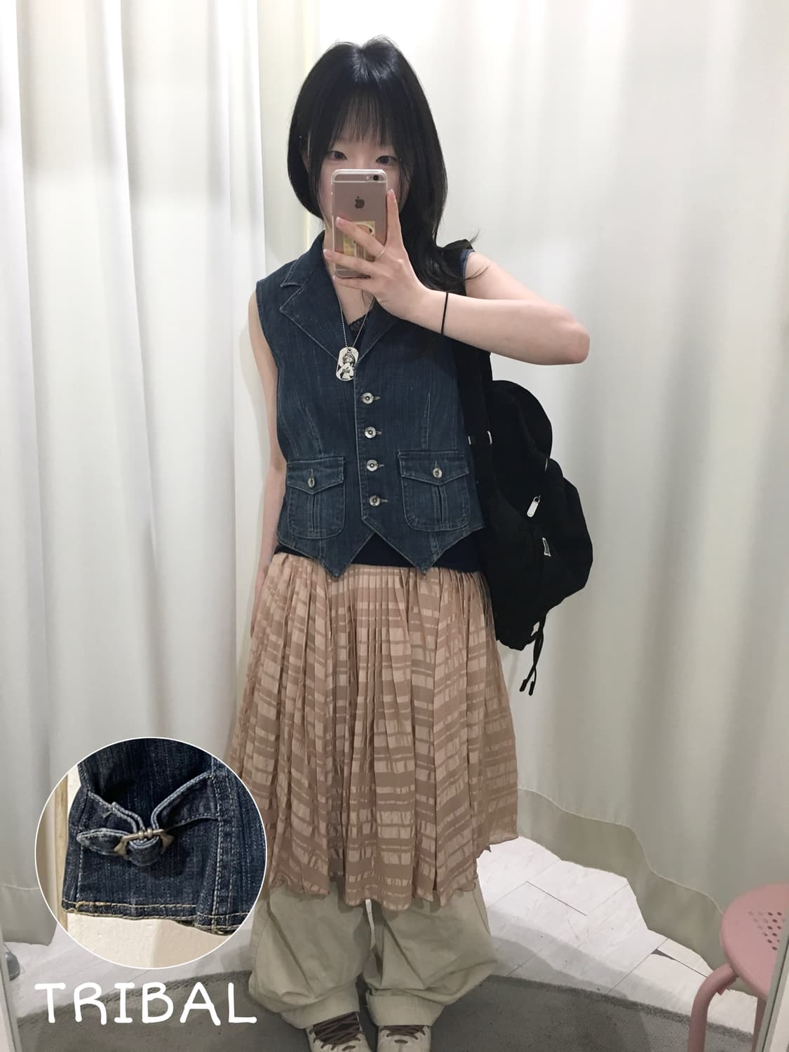 TRIBAL jeans denim vest 상품이미지1