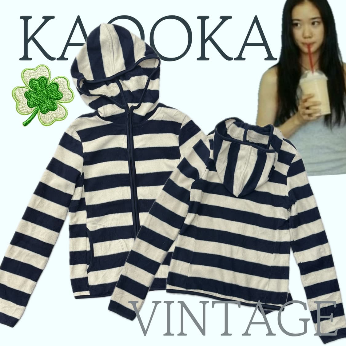 🧵하구미의 괴짜 후리스 집업 🧵후드집업 데코라 줄무늬 일본 유니클로 상품이미지1