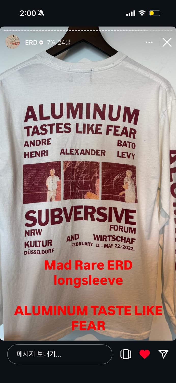 ERD ALUMINUM LONG SLEEVE  M 상품이미지2