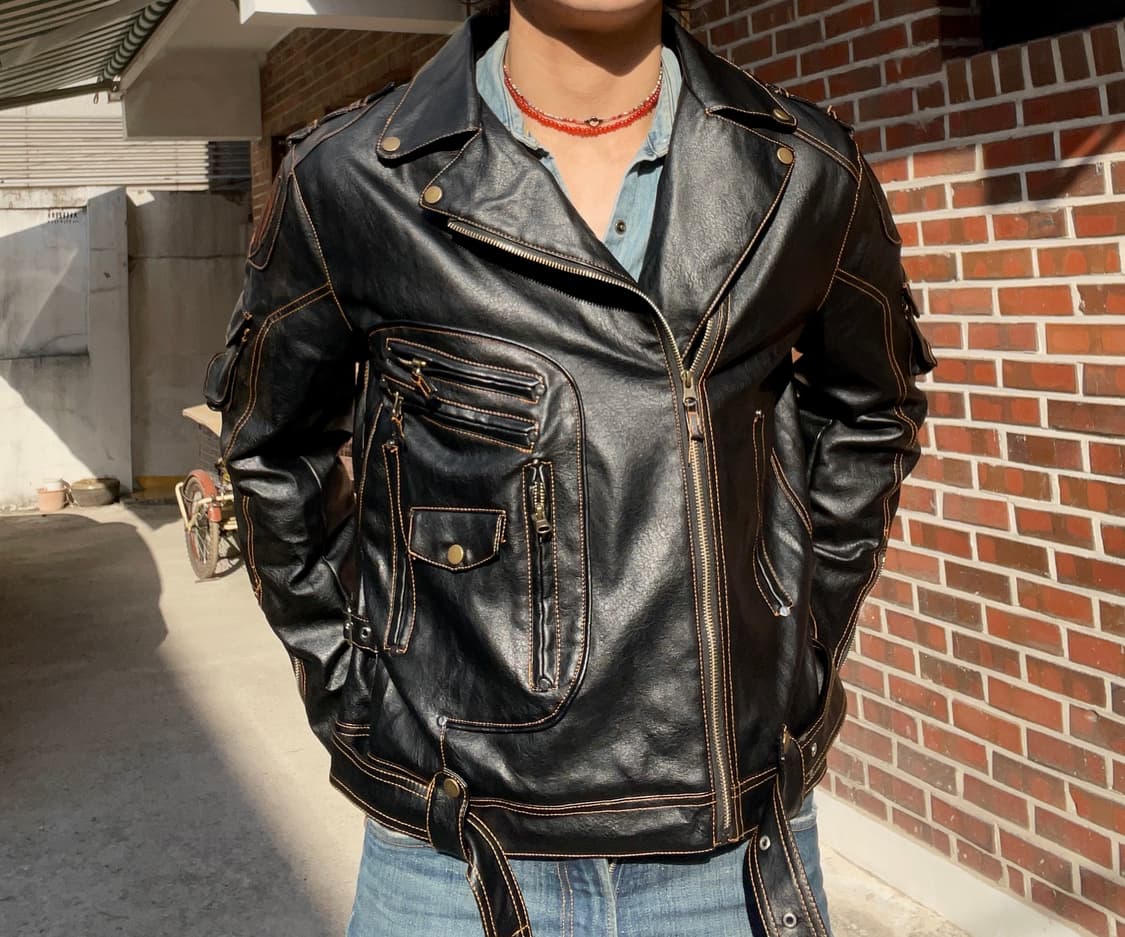 빈티지 블랙 더블라이더 자켓 상품이미지3