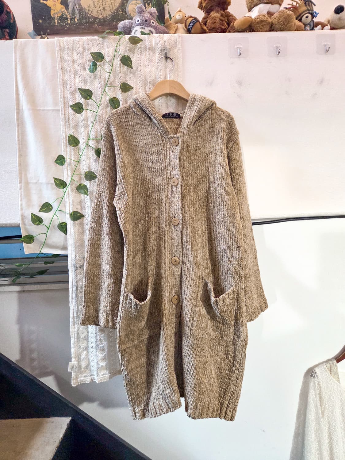 벨벳실 후드 롱가디건 상품이미지1