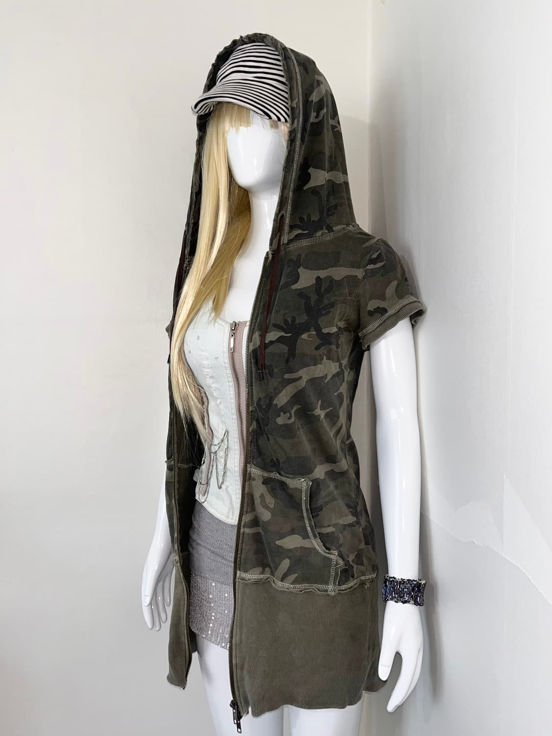 y2k military hoodie 빈티지 카모 밀리터리 후드집업 상품이미지1