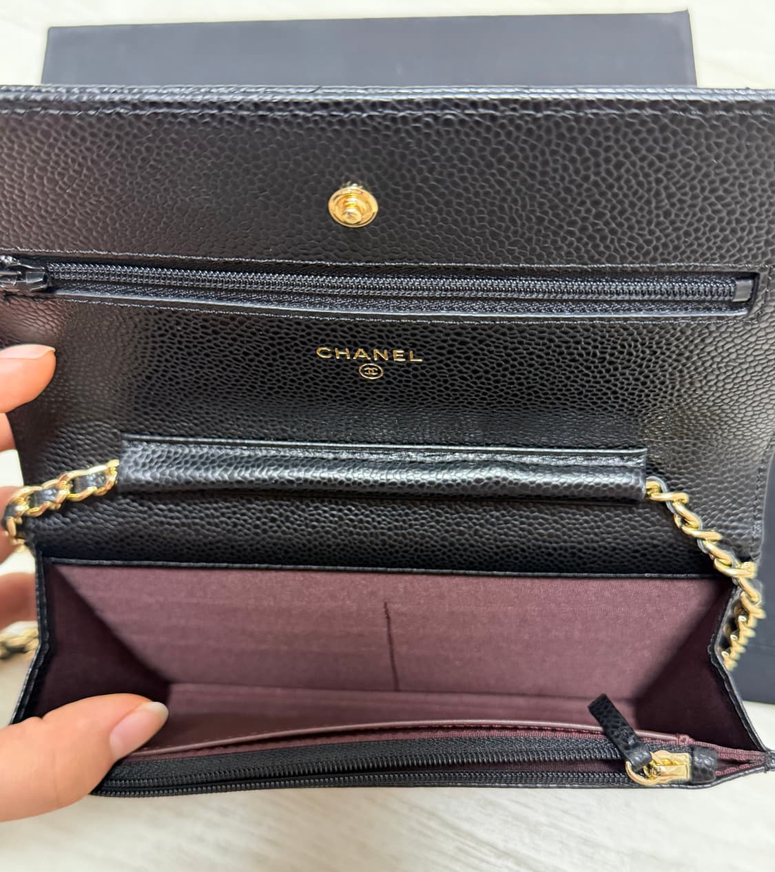 샤넬 캐비어 금장 내장칩 블랙 체인백 상품이미지5