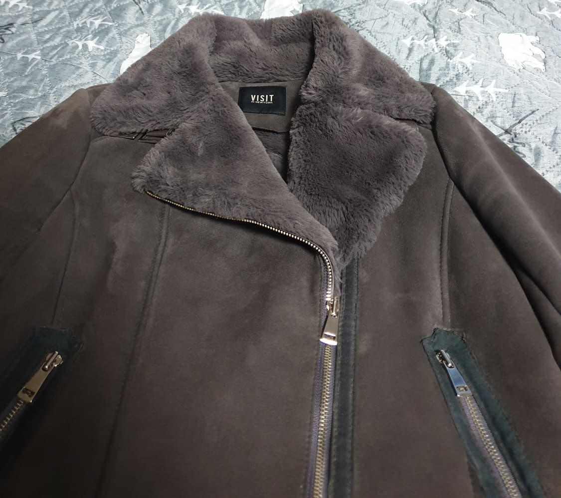 비지트인뉴욕 사선지퍼 스웨이드 무스탕 모카 (66) 상품이미지2