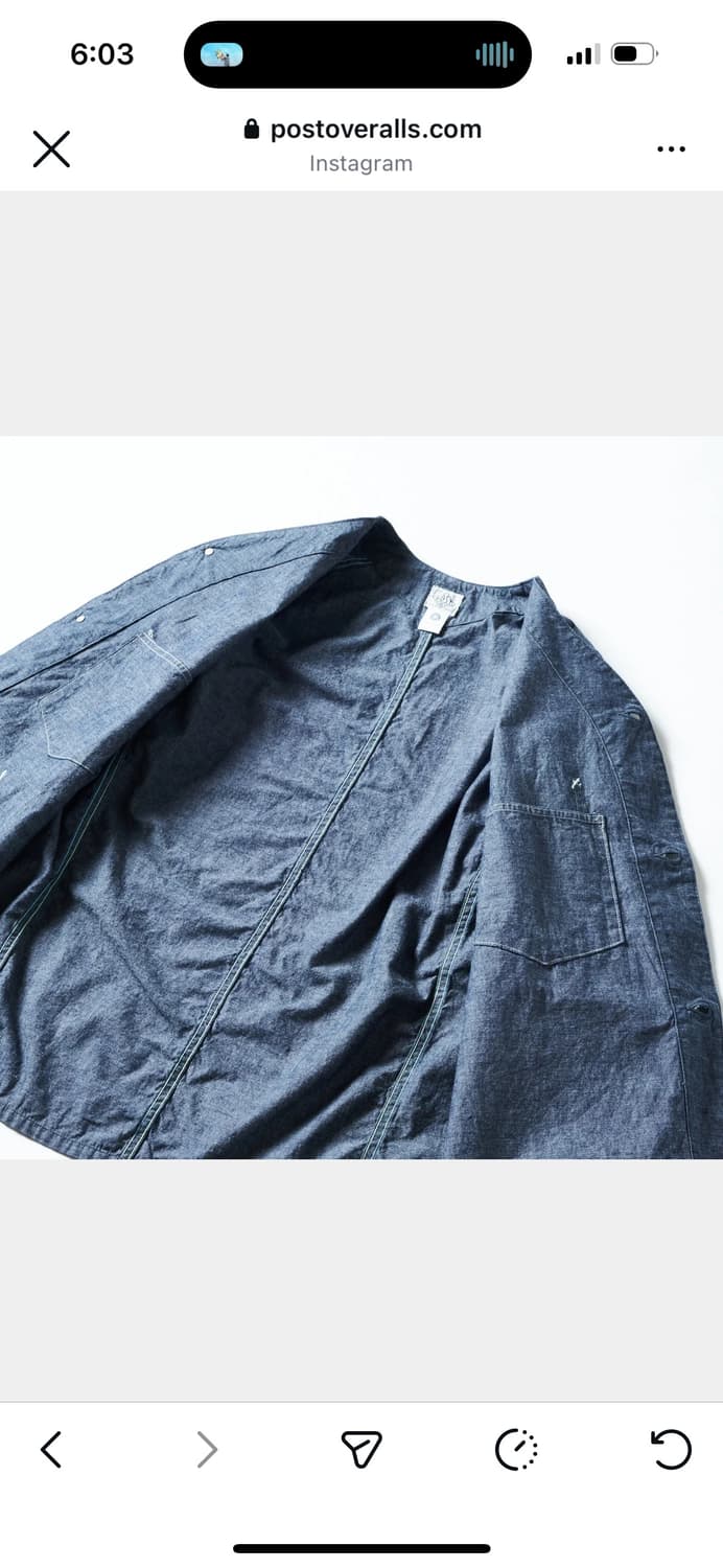 택포) 포스트오버롤즈 45dv 미디엄웨이트샴브레이 L사이즈 판매 상품이미지4