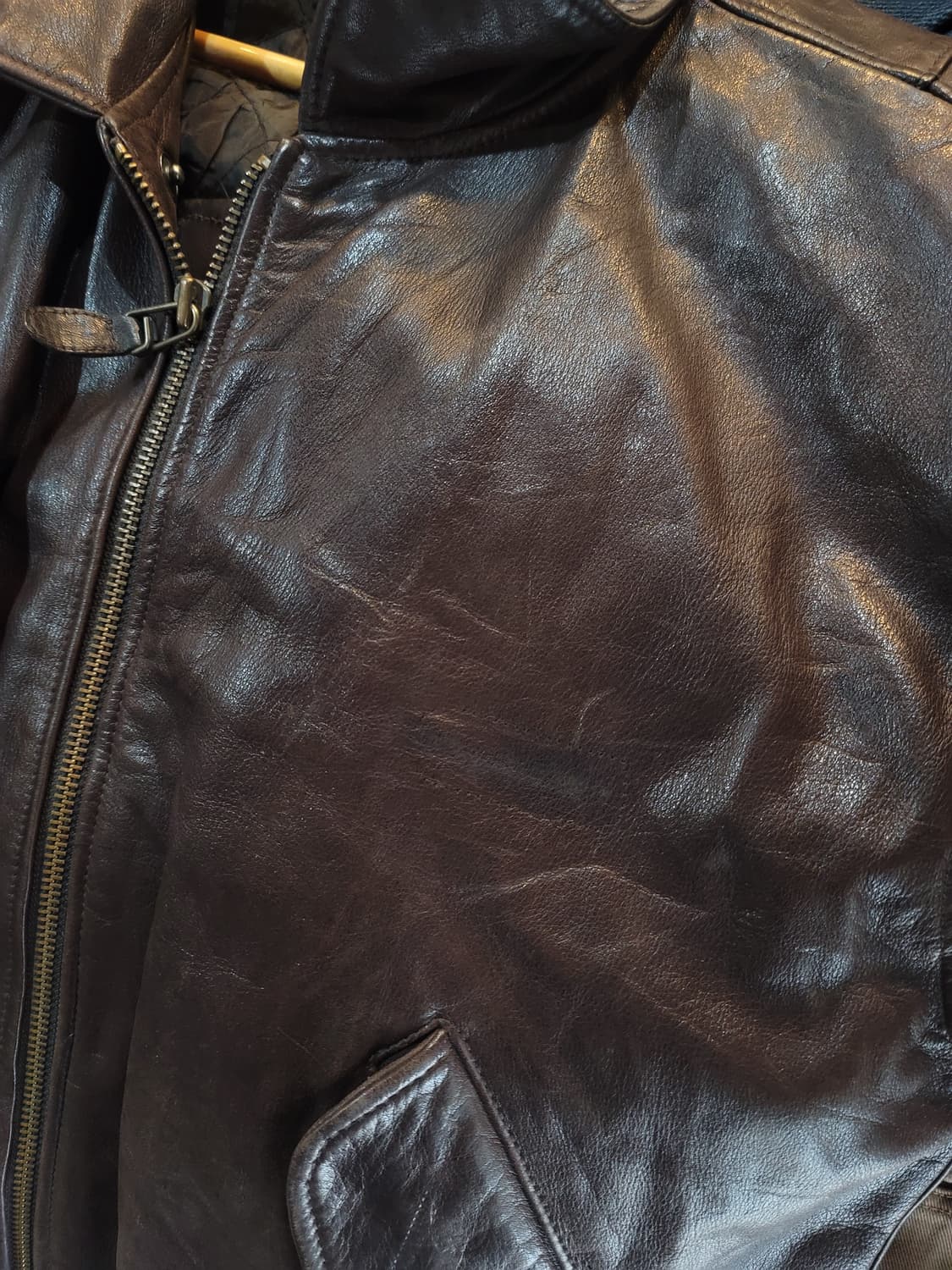 USA 빈티지 MA-1 마원 가죽 봄버자켓 (다크브라운) 상품이미지7