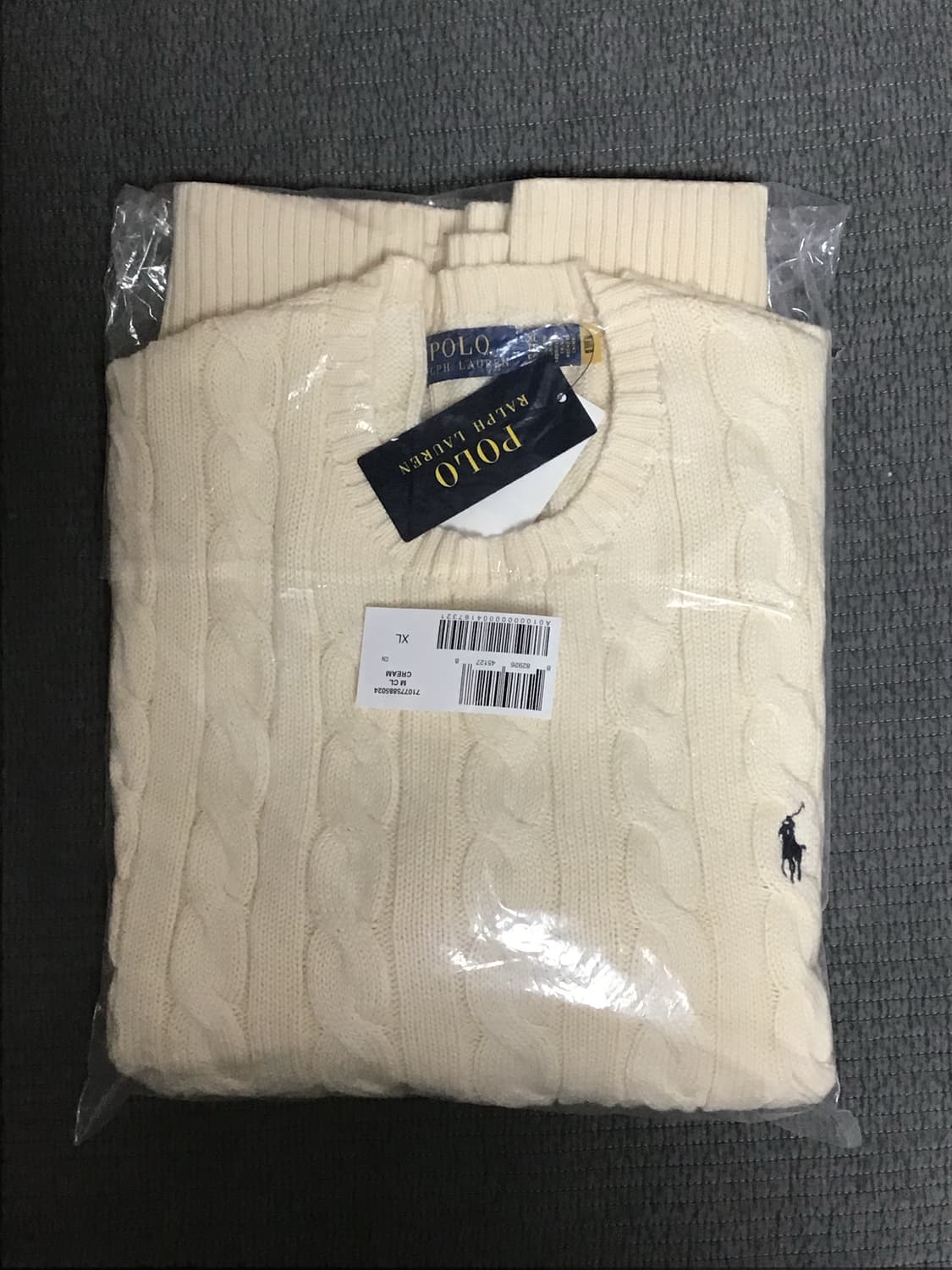 폴로 랄프 로렌 케이블 니트 코튼 스웨터 내추럴 상품이미지1