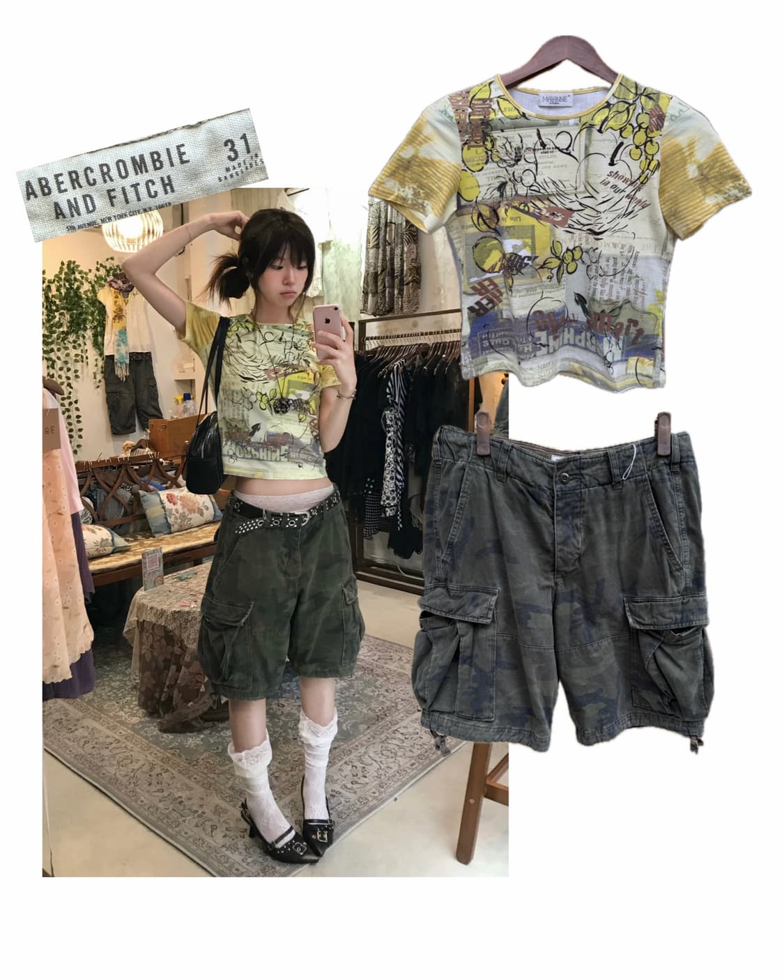 아베크롬비 키치 카모 하프팬츠 데일리 스트릿 코디 세트 상품이미지1