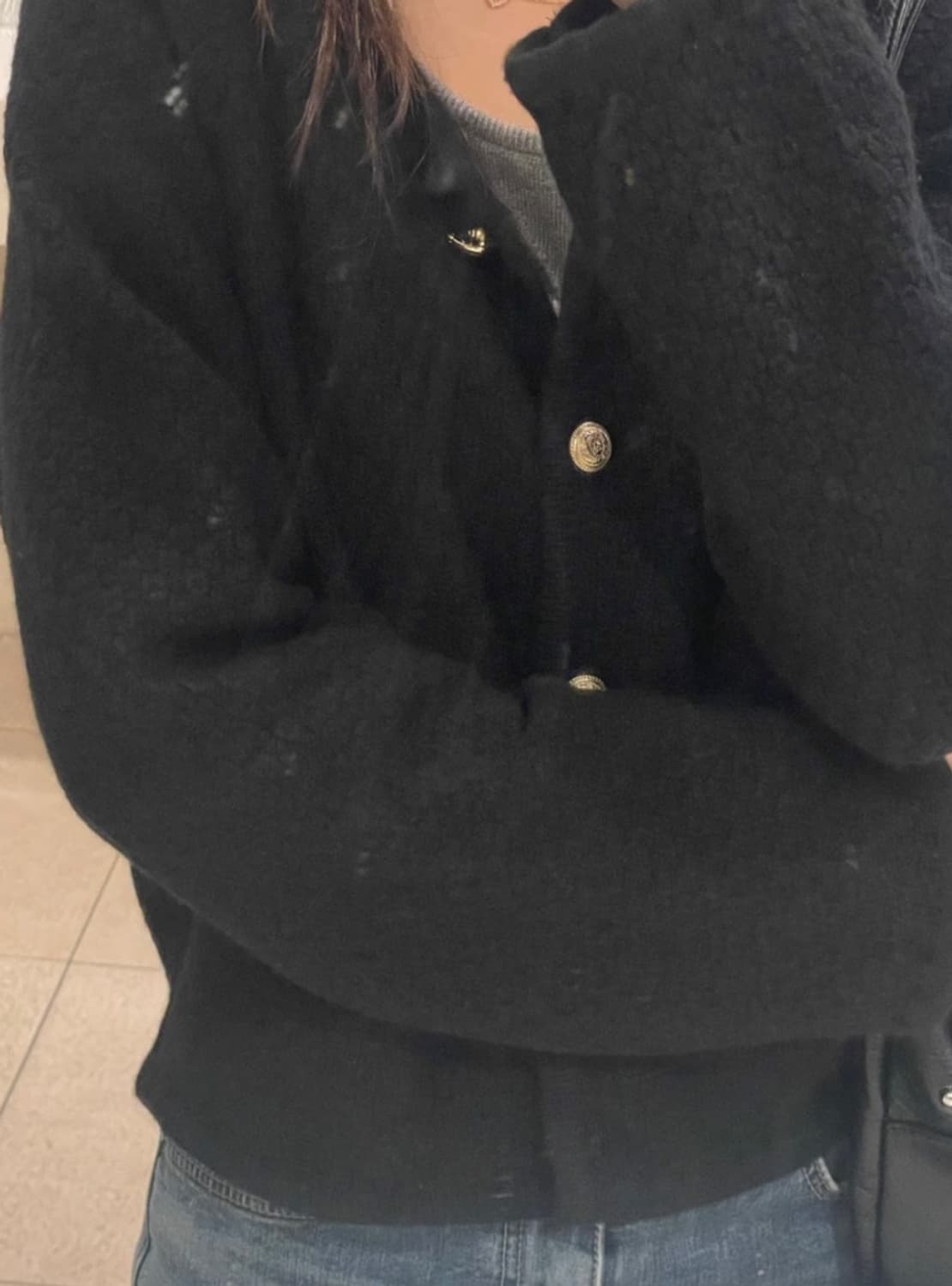 아카이브제이투유 다이애나 가디건 오버핏 블랙 상품이미지4