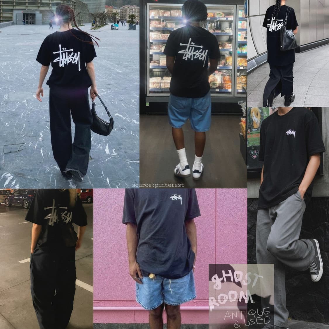 10s 스투시 스몰 로고 미니멀 티셔츠 상품이미지2