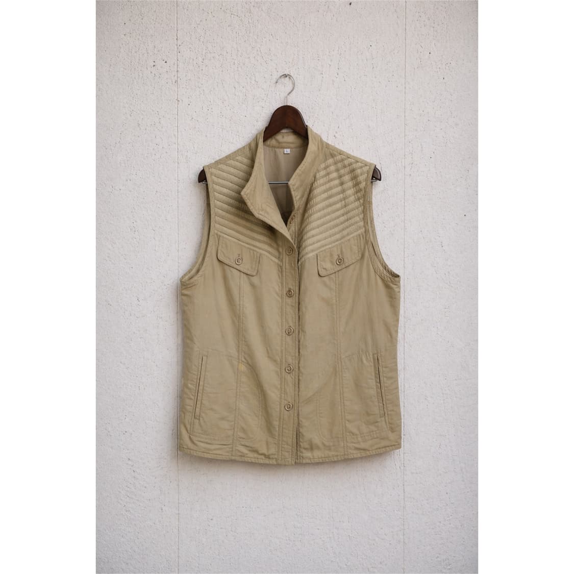 주머니 포인트 베이지 조끼 상품이미지2