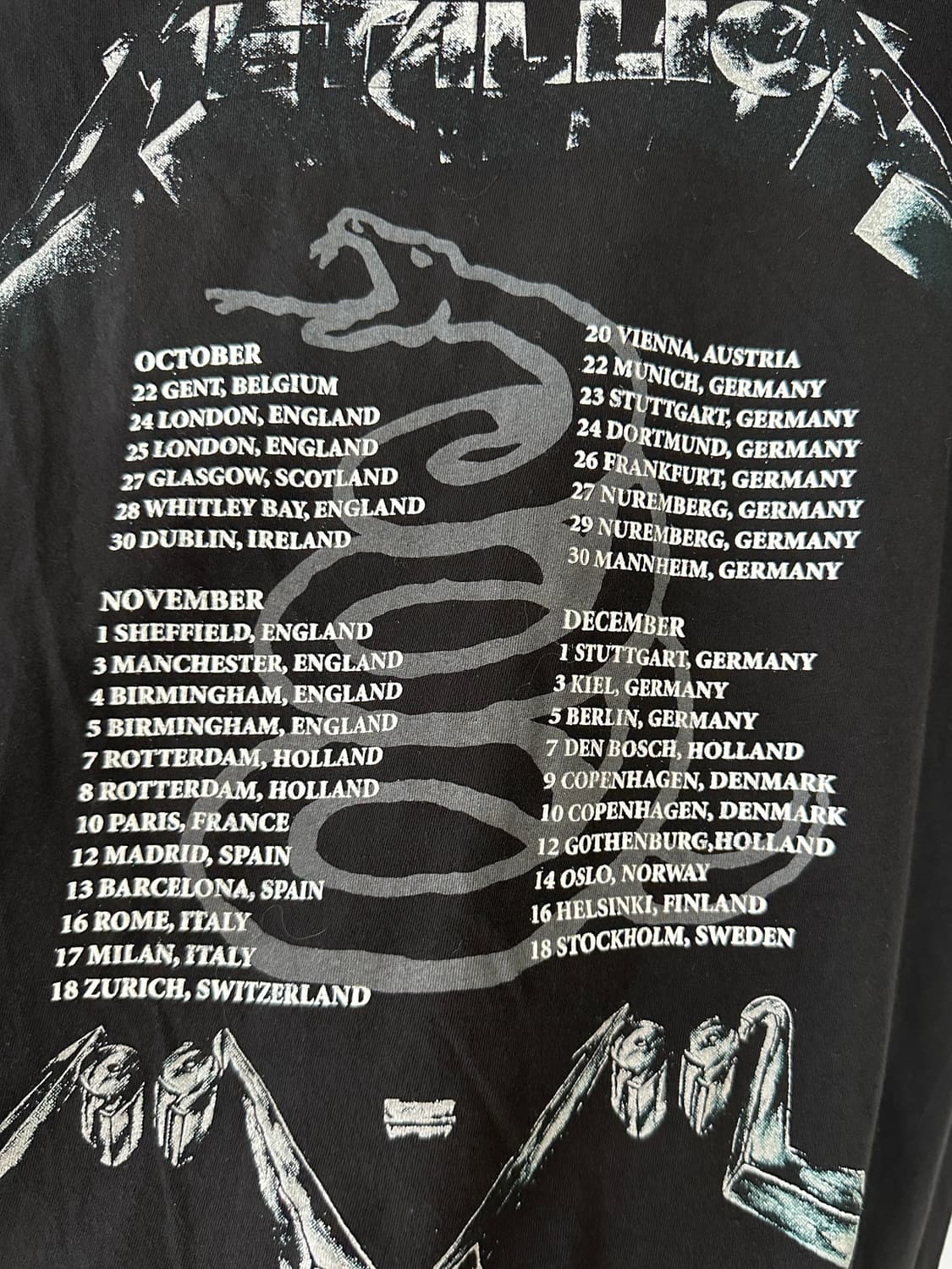 1991 og Metallica eu Tour Band tee,메탈리카 상품이미지7