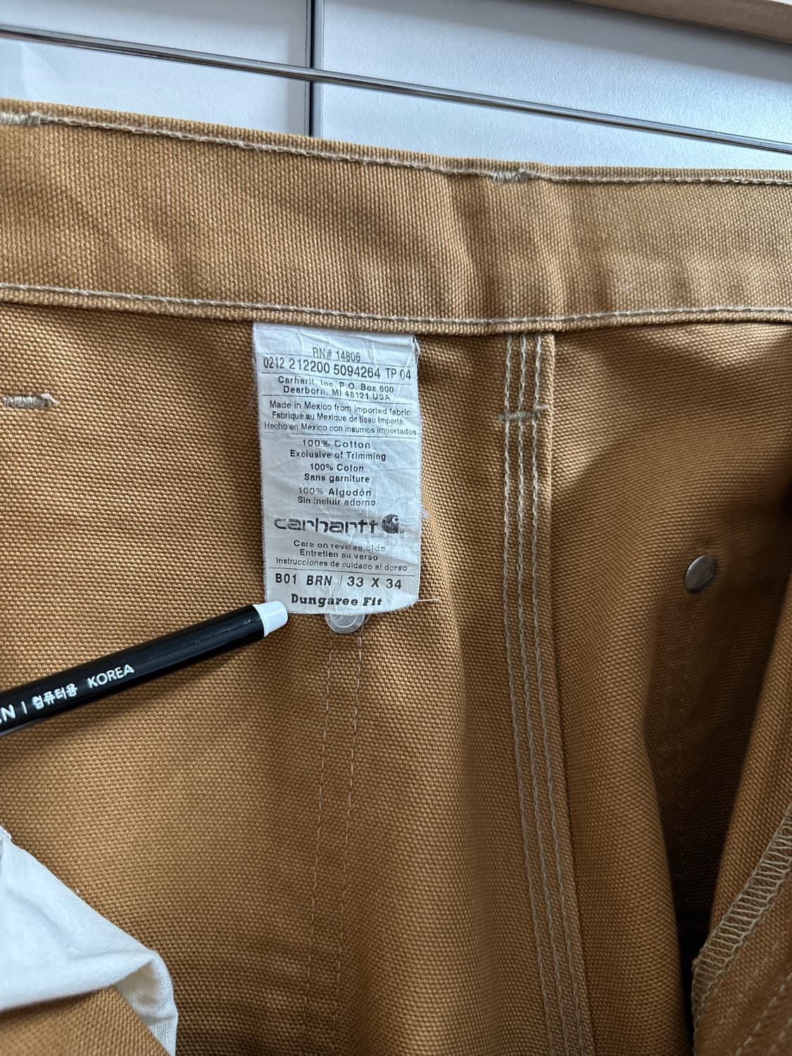 칼하트 더블니 B01 BRN 워크팬츠 33x34 상품이미지4