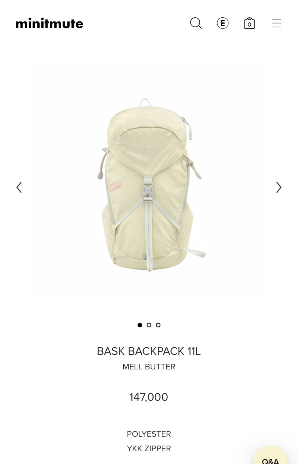 MINITMUTE BASK BACKPACK 11L MELL BUTTER 상품이미지1