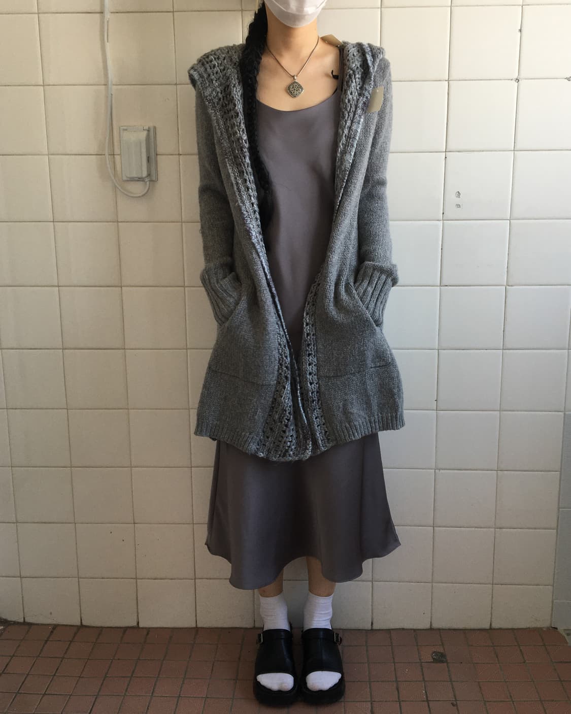 Punching point open hood cardigan 상품이미지1