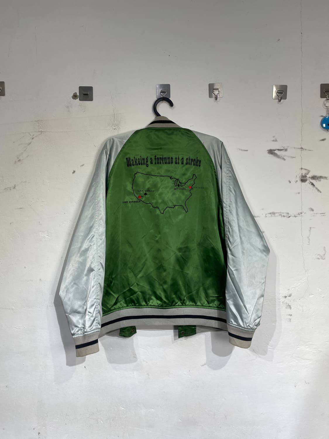 Jpn 일본 빈티지  해골 프린팅 바시티 자켓 오버핏 스카쟌 M 상품이미지7