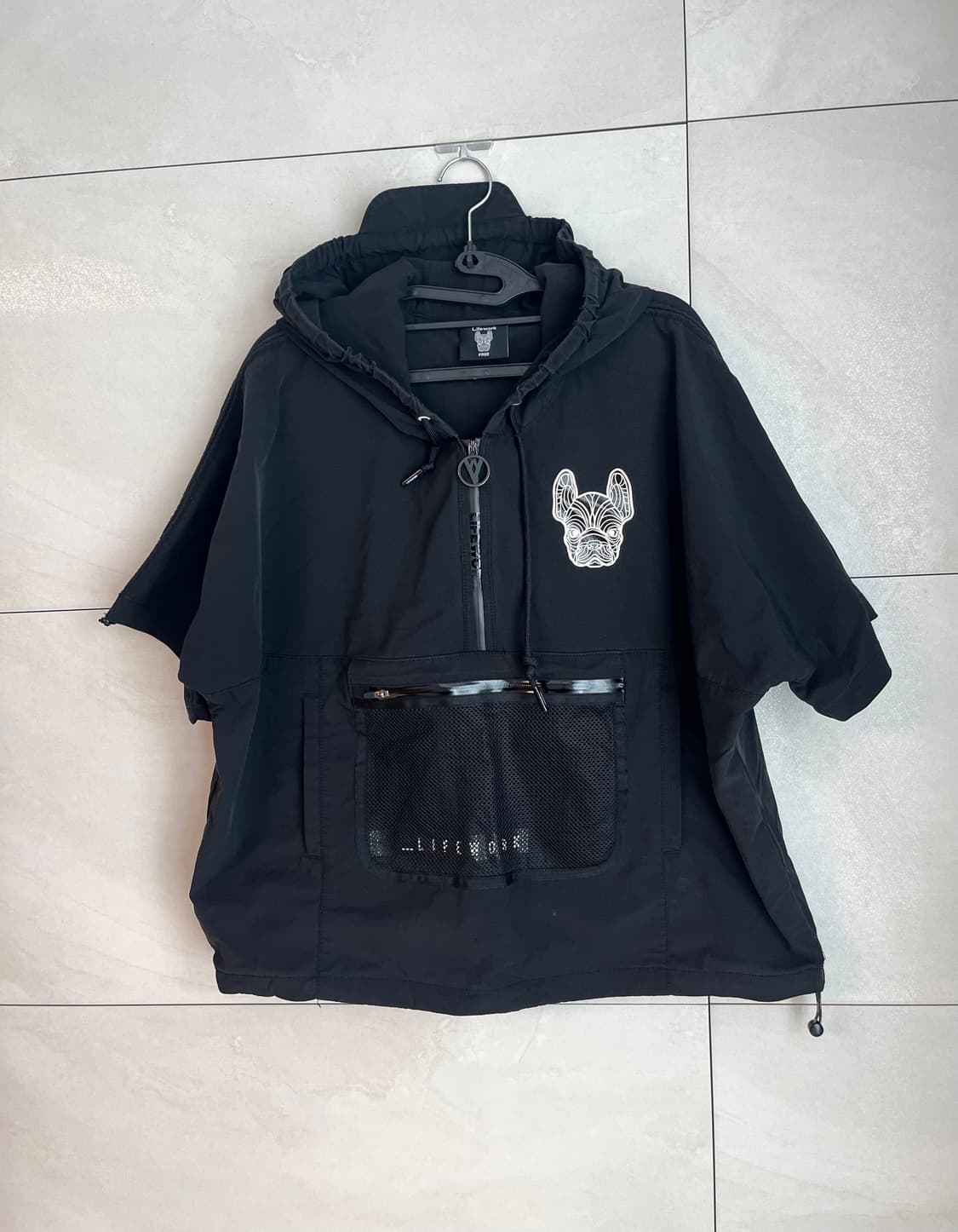 라이프워크 후드 반팔 아노락 바람막이 블랙 (FREE) 상품이미지3