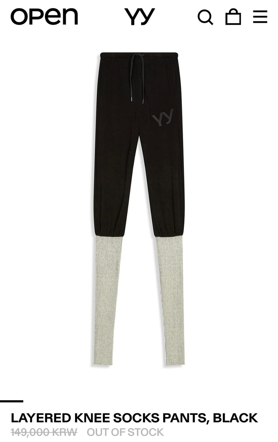 오픈와이와이 LAYERED KNEE SOCKS PANTS, BLACK 상품이미지1