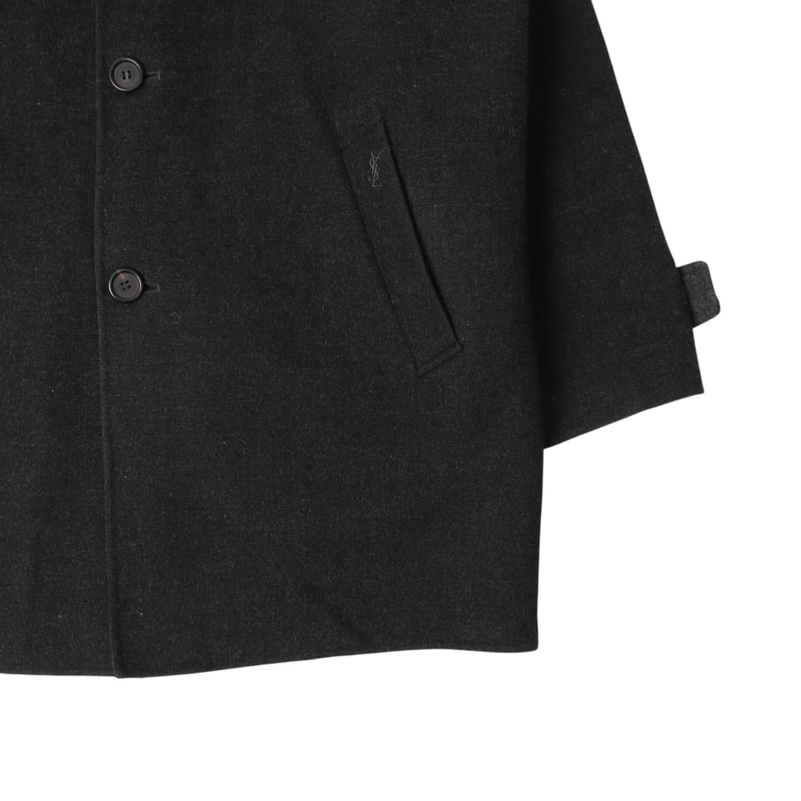 입생로랑 뿌르 옴므 챠콜 캐시미어 블렌드 울 하프 코트 상품이미지3
