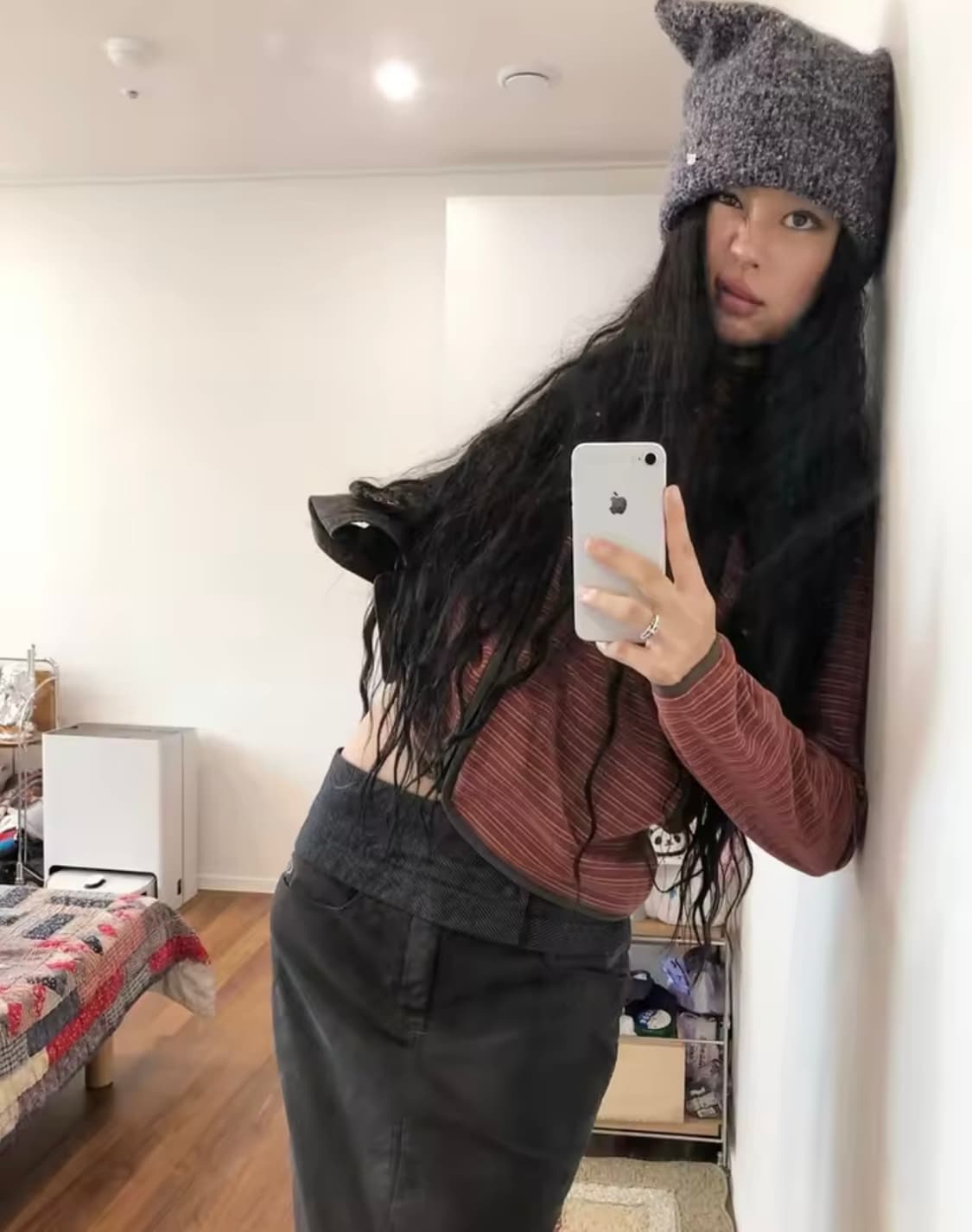 코이세이오 스트라이프 플리스 후드집업 레드 상품이미지4