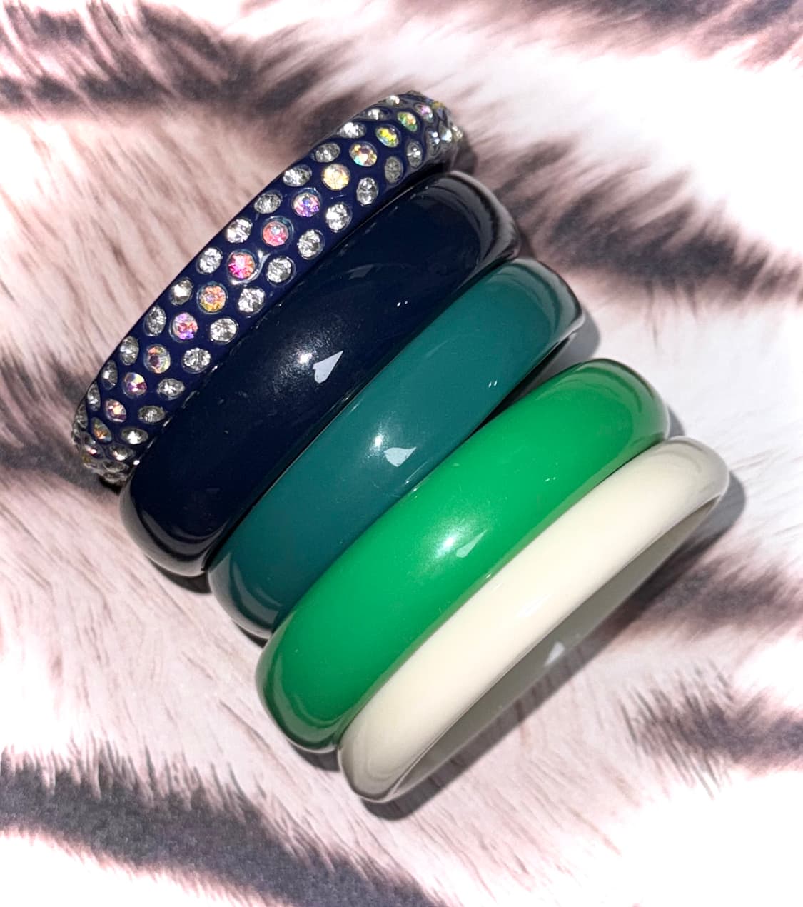 일본 키치 헤이세이 갸루 컬러 큐빅 뱅글 팔찌 세트 상품이미지2