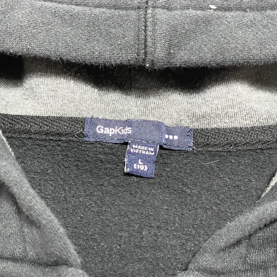 갭 스펠로고 블랙 기모 후드집업 키즈L / 여성XS 상품이미지4