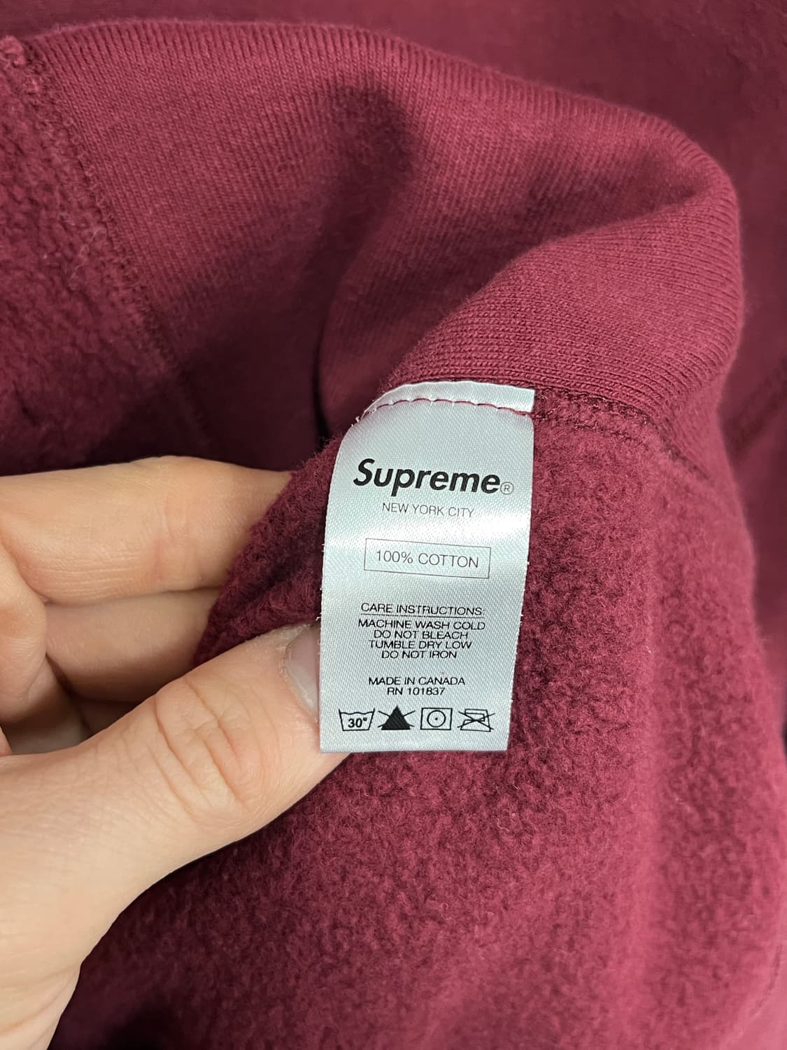 16ss Supreme 슈프림 안티히어로 버건디 기모 풀오버 후드티 상품이미지8