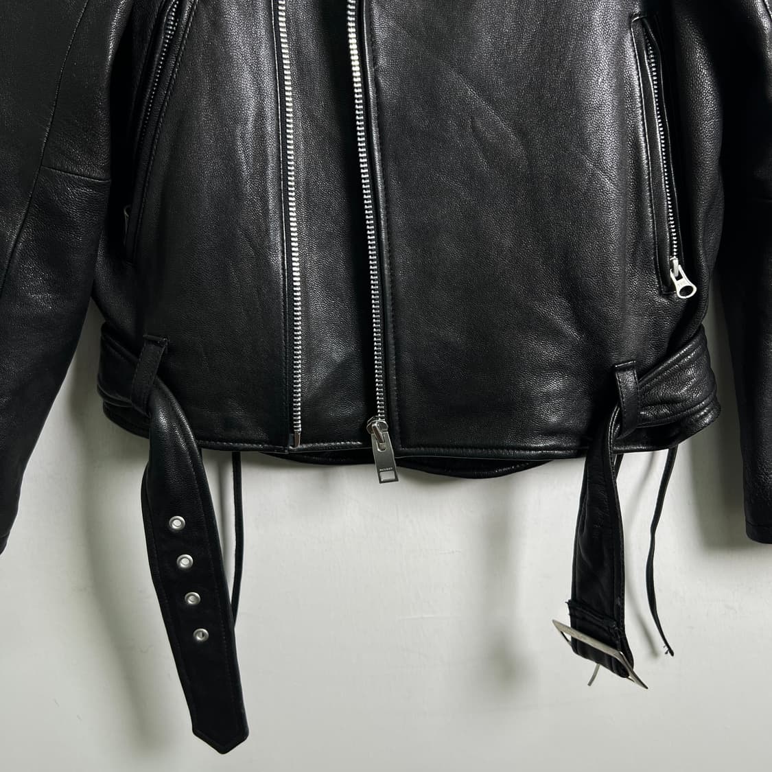 Moussy 블랙 염소가죽 라이더 자켓  상품이미지5