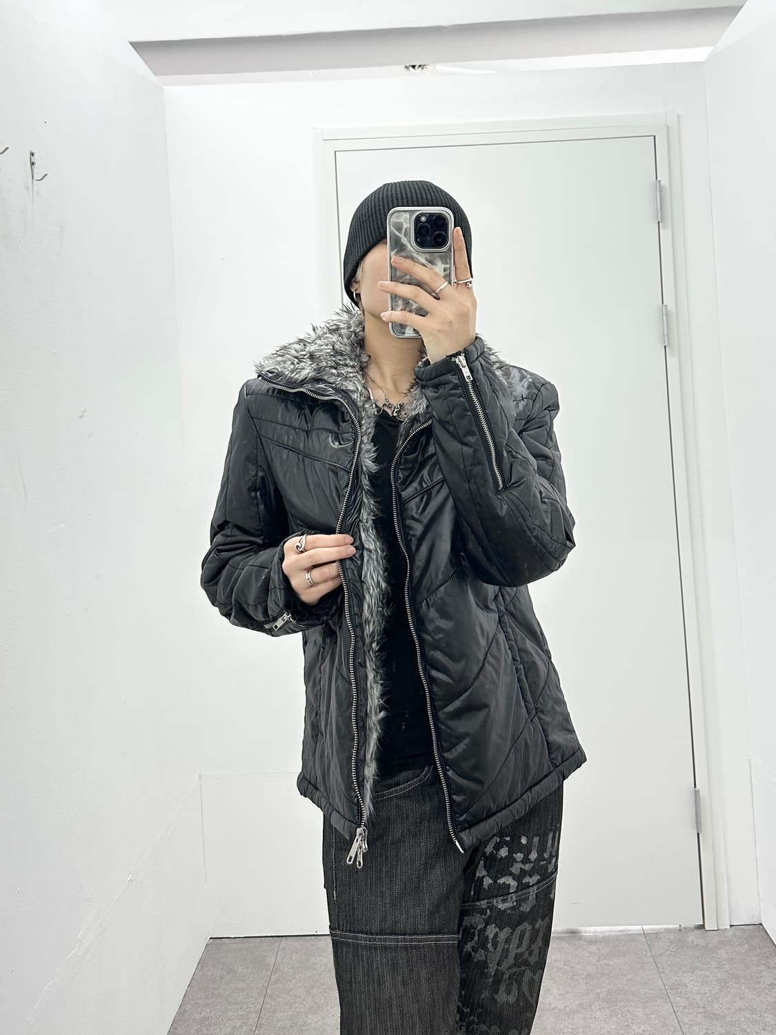 SPINASH 00s trimming fur puffer jacket 상품이미지3