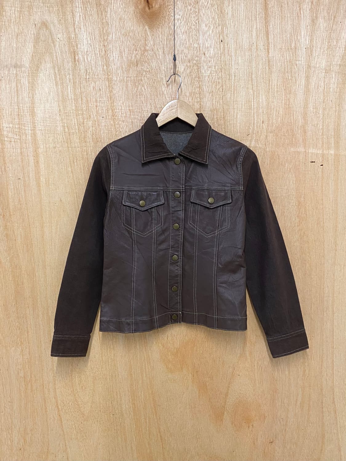 VTG leather denim jacket 상품이미지1