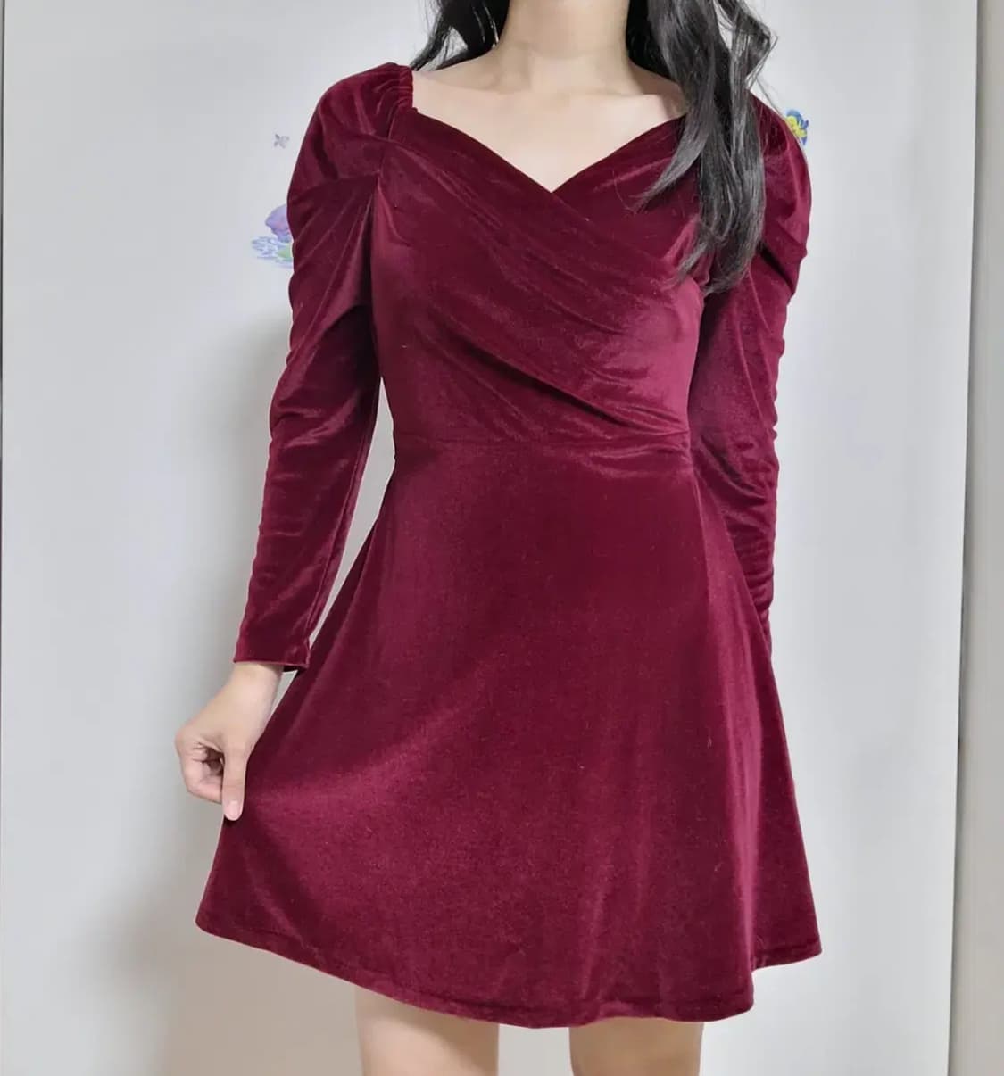 아뜨랑스 레드 벨벳원피스 크리스마스룩 상품이미지4