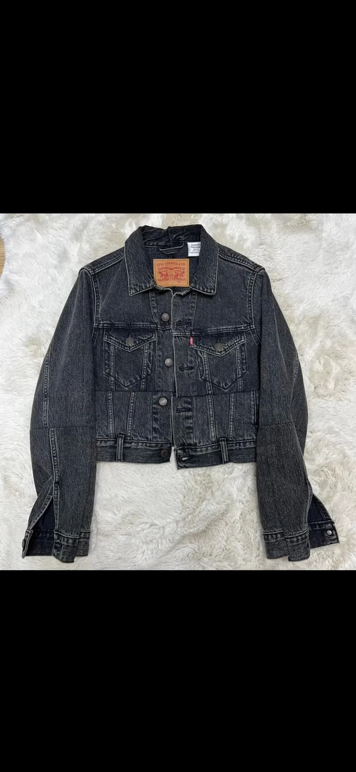베트멍x리바이스 크롭 데님 자켓 흑청 상품이미지3