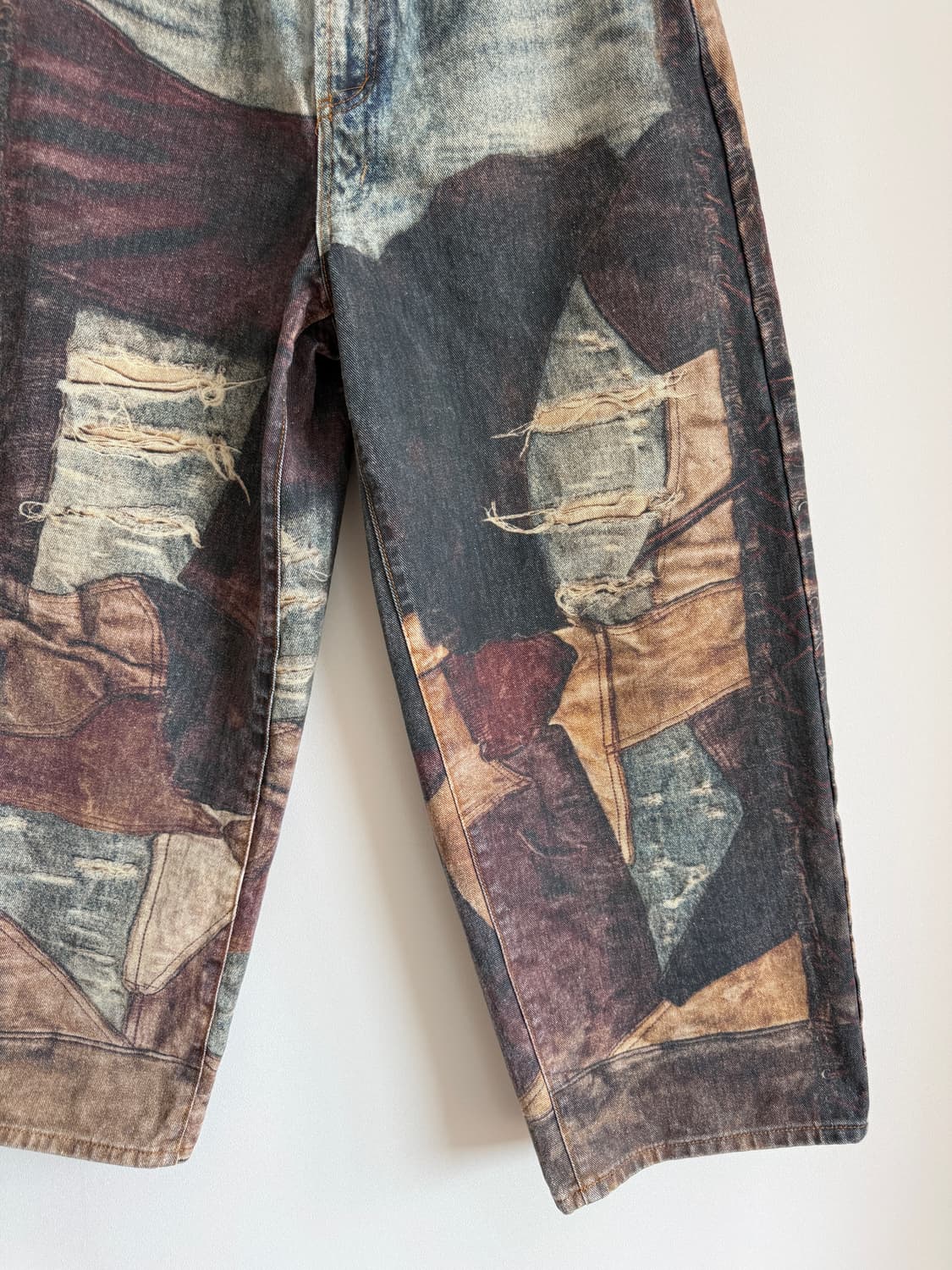 Pre owned 프린팅 와일드 데님 팬츠 상품이미지3