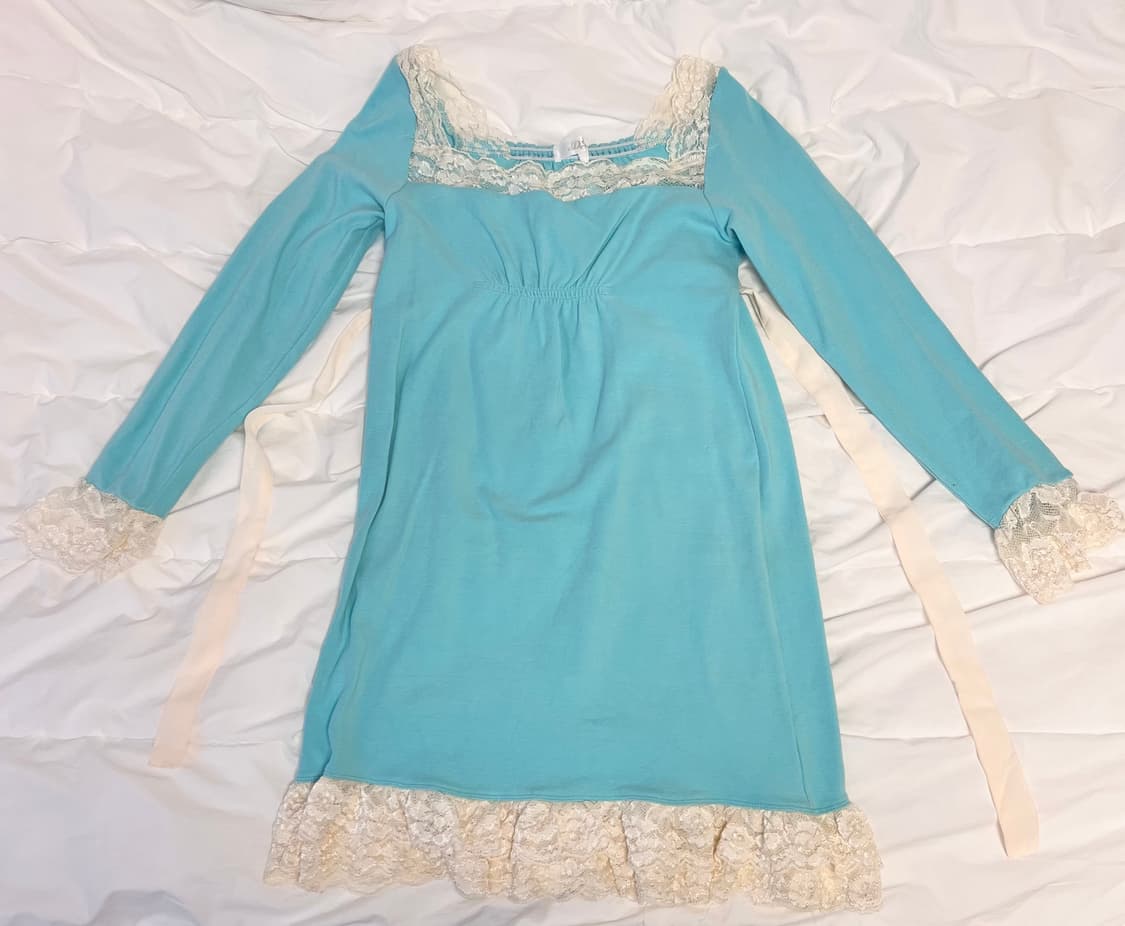 디어리 민트 미니 원피스 레이스 공주 상품이미지2