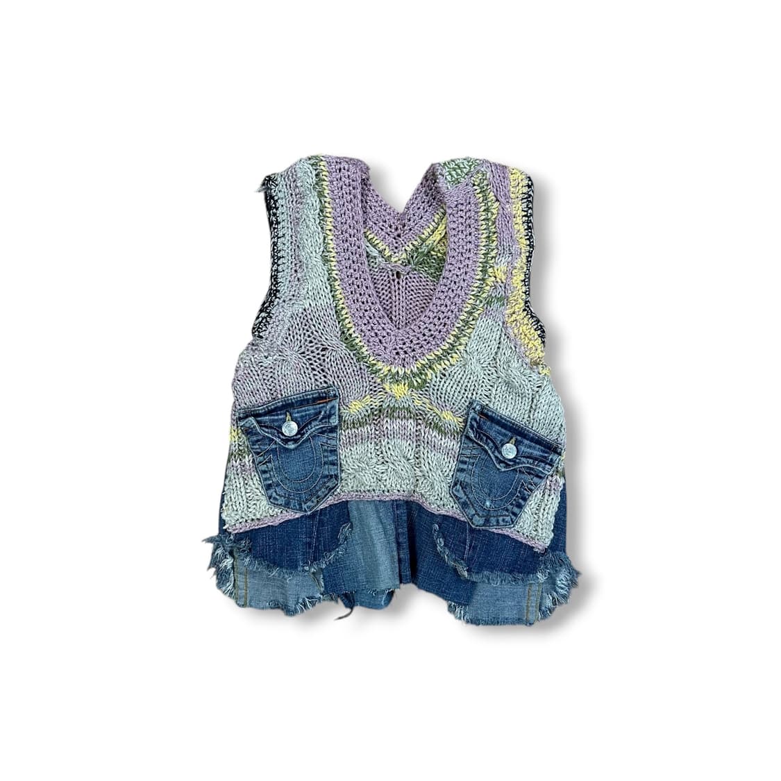 트루릴리전 데님 니트 조끼 상품이미지1