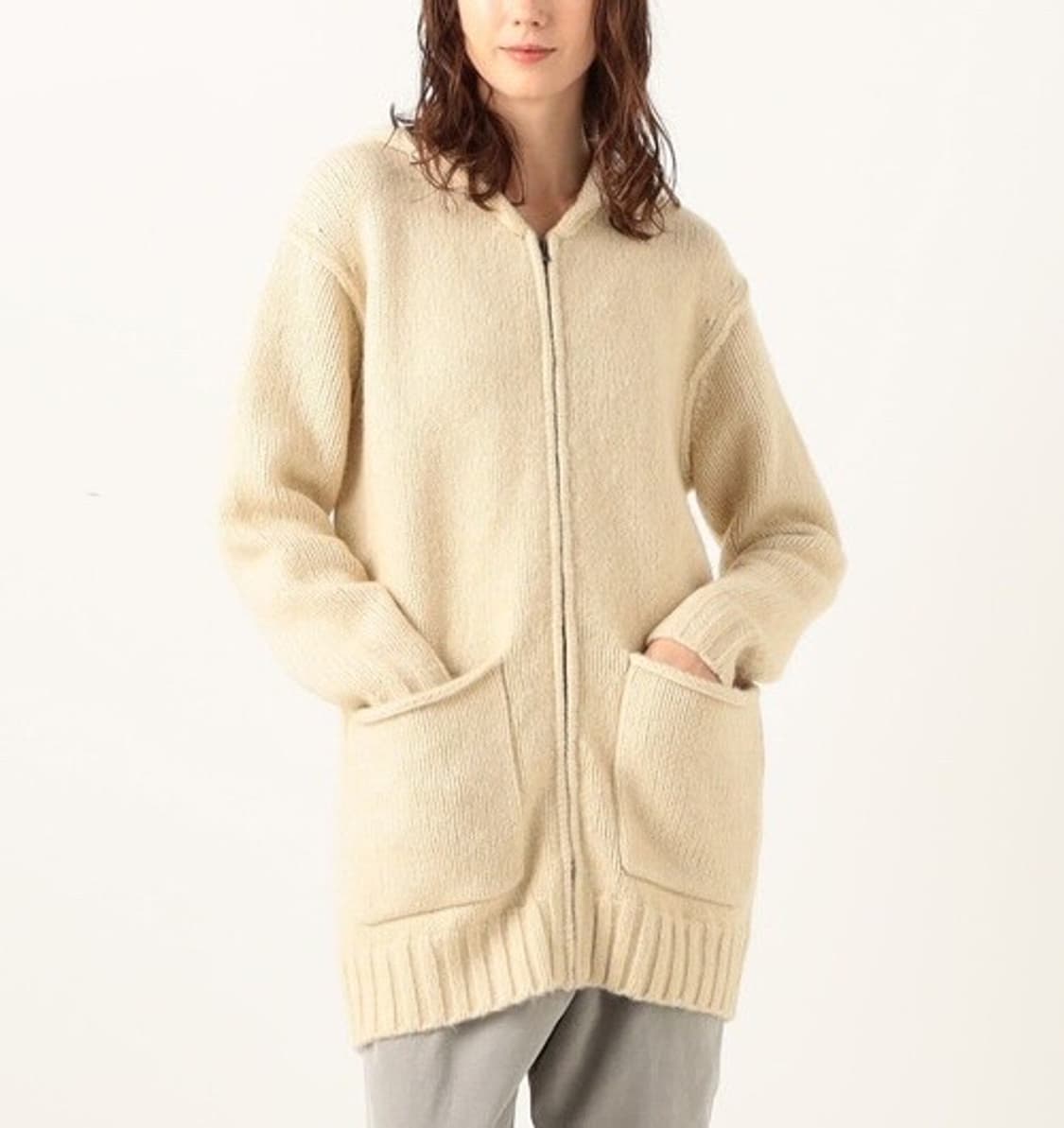 (정품/새상품) 제임스펄스 여성 오트밀 울 블렌드 집업 후디 니트  상품이미지8