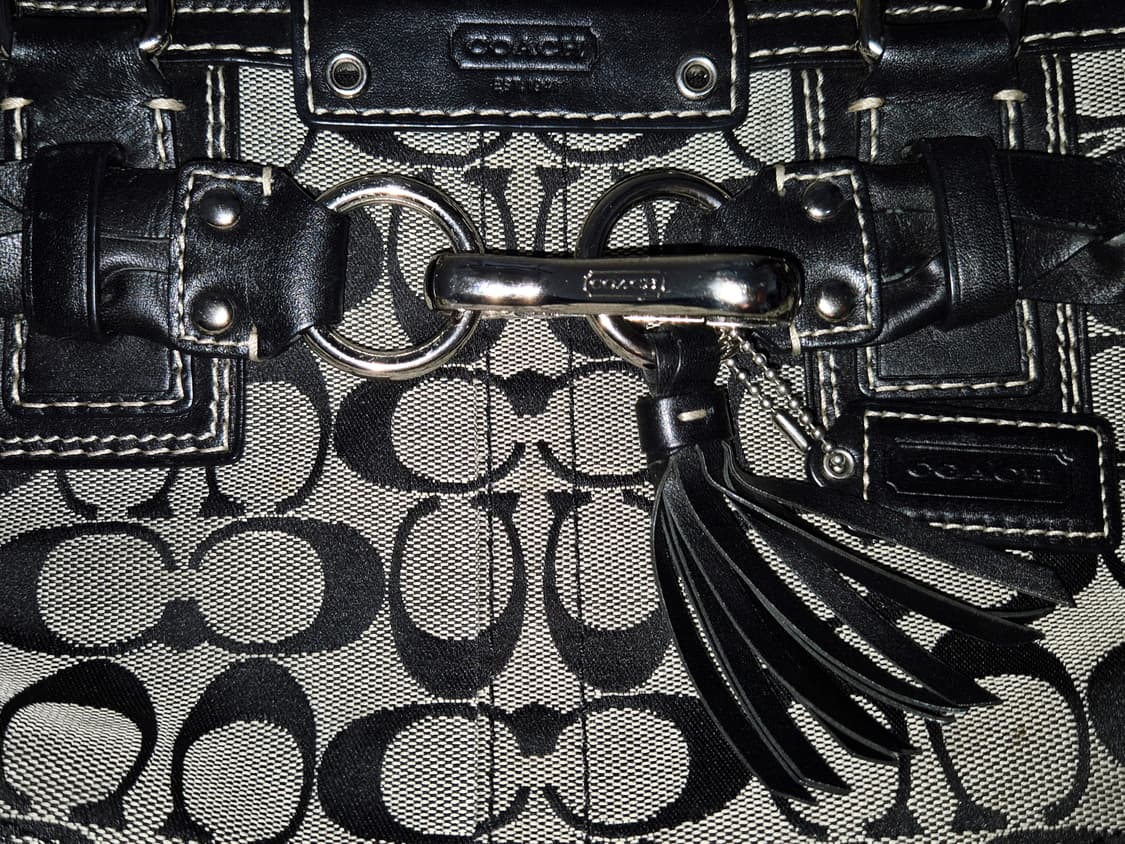 COACH Black monogram fringe buckle Bag 상품이미지2