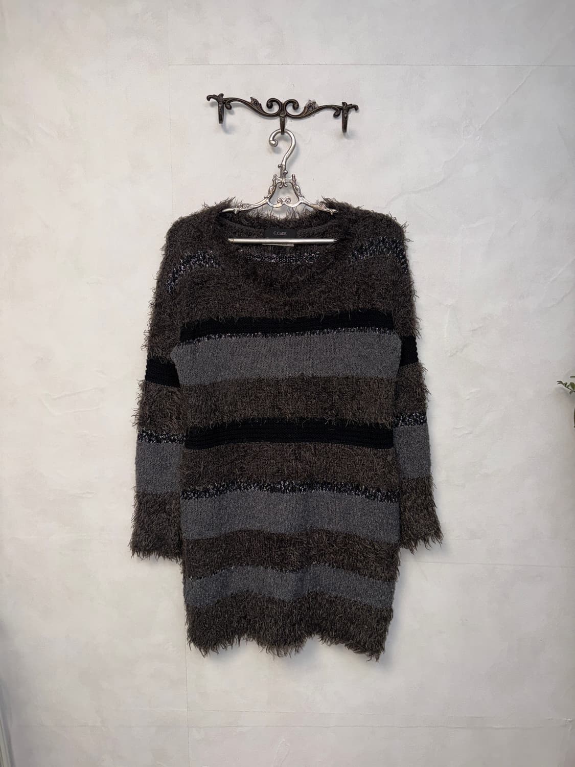 Codes Combine wool grunge fur knit ops 상품이미지4