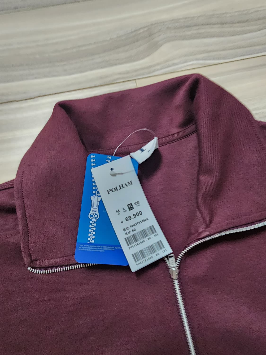 폴햄하프집업맨투맨티셔츠버건디xl 상품이미지3