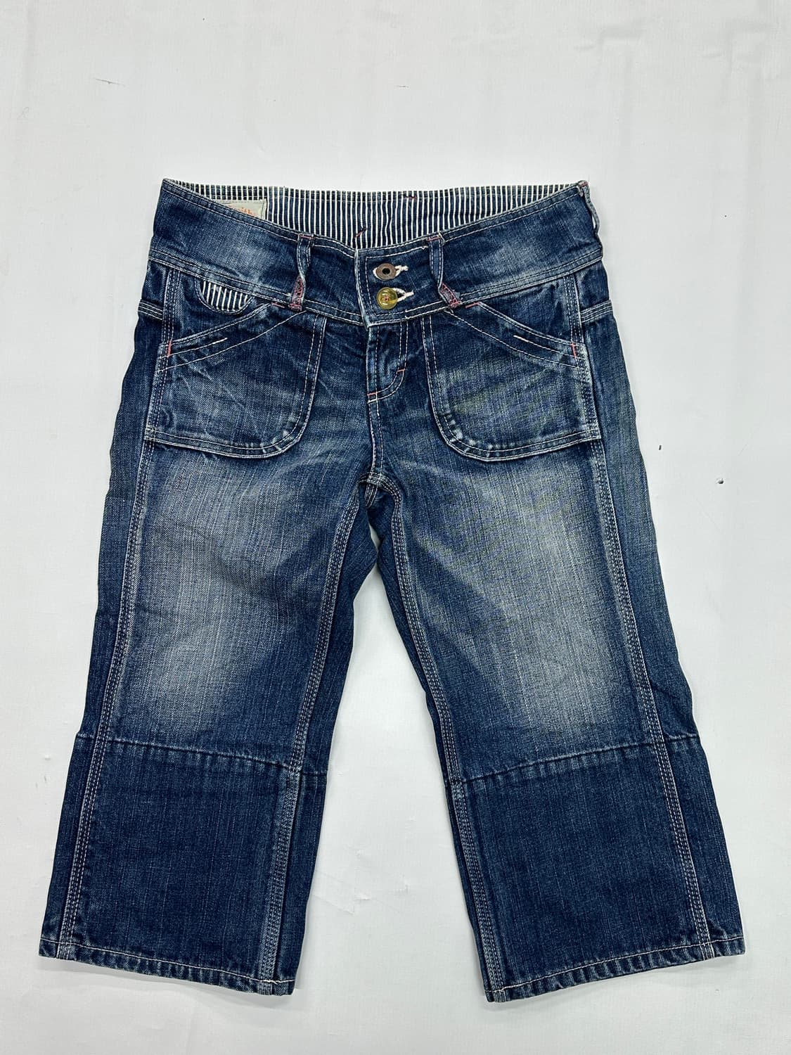 Betty smith 빈티지 Y2K 로우라이즈 5부 워싱 데님팬츠 상품이미지8