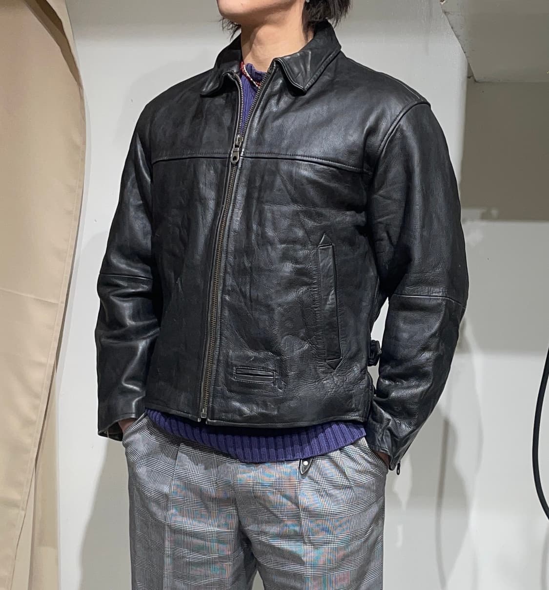 Made in Italy Real Leather Biker Jacket 상품이미지2